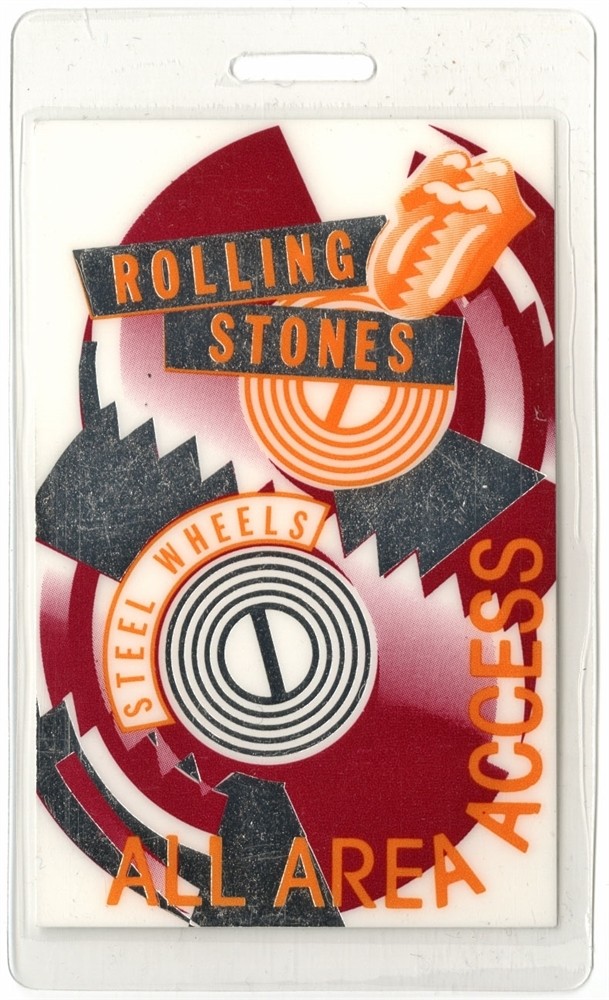 Rolling Stones 1989 Steel Wheels Tour All Access Laminated Backstage Pass