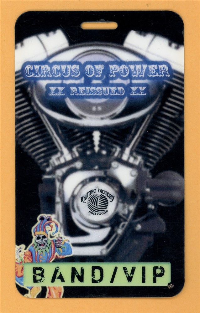 Circus of Power 2006 Ricky Malaher Concert Tour Laminated Backstage Pass