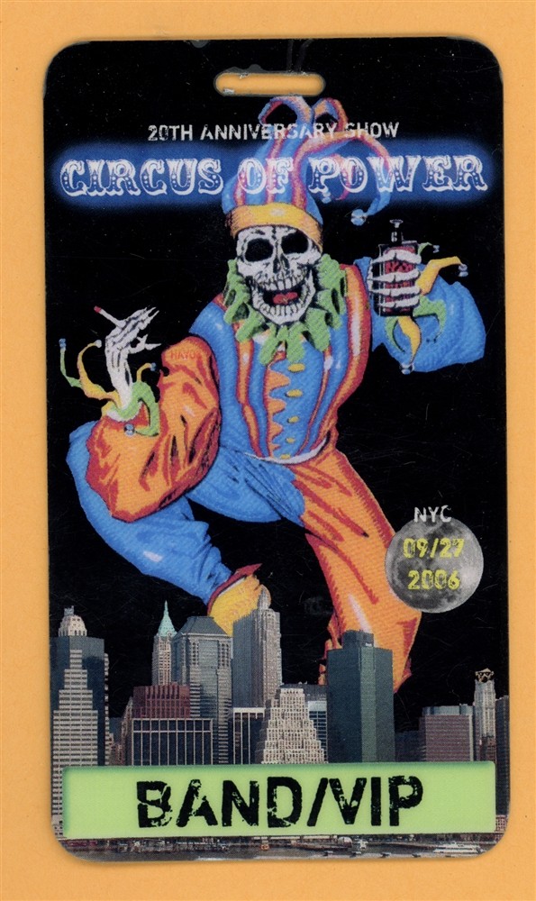 Circus of Power 2006 Ricky Malaher VIP Concert Tour Laminated Backstage Pass