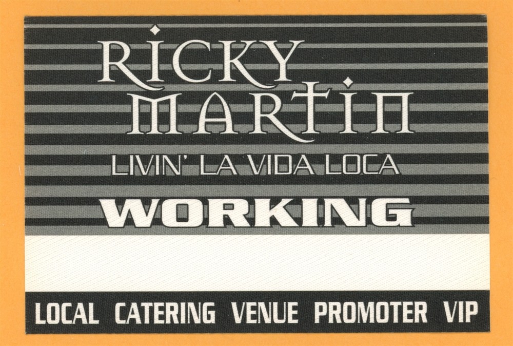 Rickety Martin Vintage Satin Backstage Pass - 1999 Living La Vida Loca Tour