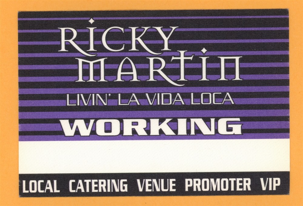 Rickety Martin Vintage Satin Backstage Pass - 1999 Living La Vida Loca Tour