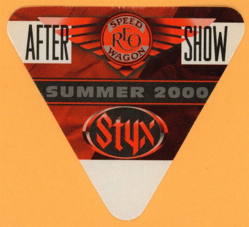 REO Speedwagon 2000 w/ STYX Concert Tour After Show Backstage Pass