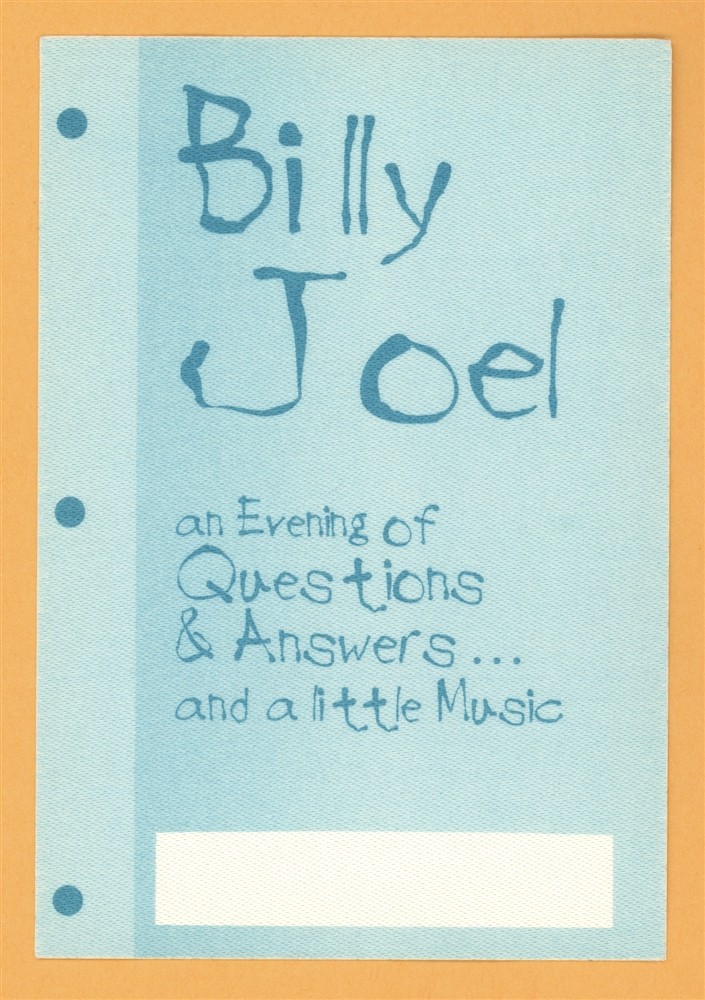 Billy Joel 1995 An Evening of Questions Concert Tour AA Backstage Pass