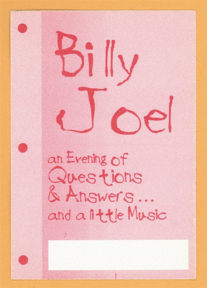 Billy Joel 1995 An Evening of Questions Concert Tour AA Backstage Pass