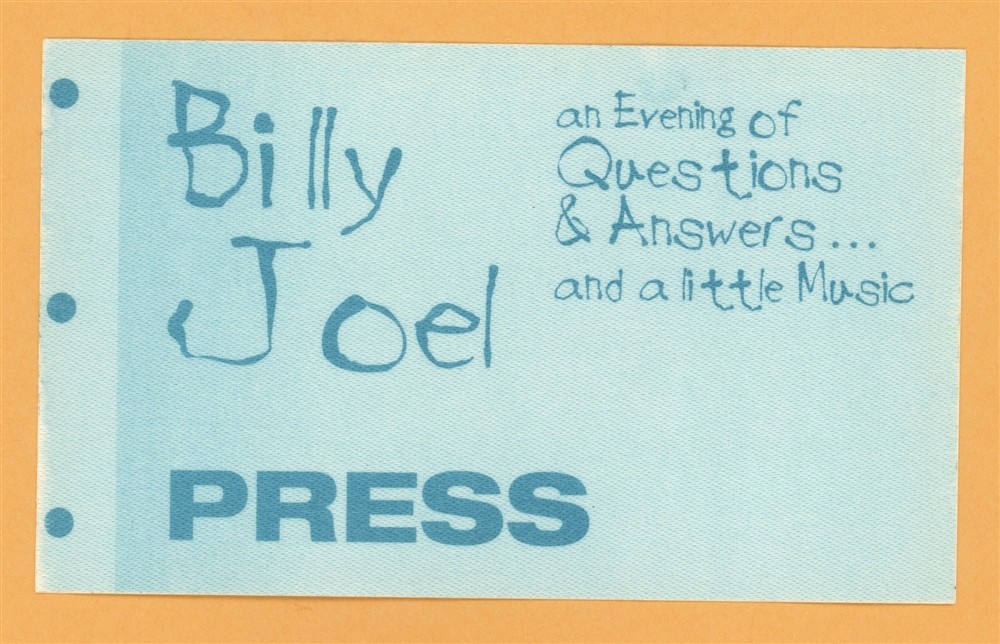 Billy Joel 1995 An Evening of Questions Concert Tour Press Backstage Pass