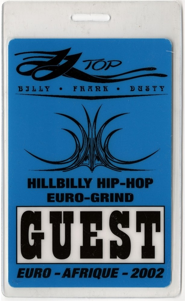 ZZ TOP 2002 HILLBILLY HIP HOP EUROPE TOUR LAMINATED BACKSTAGE PASS COLLECTIBLE MEMORABILIA