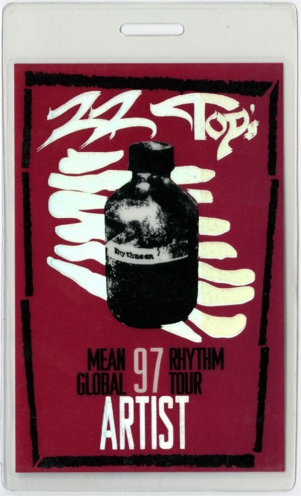 ZZ Top 1997 Mean Rhythm Concert Tour Laminated Backstage Pass