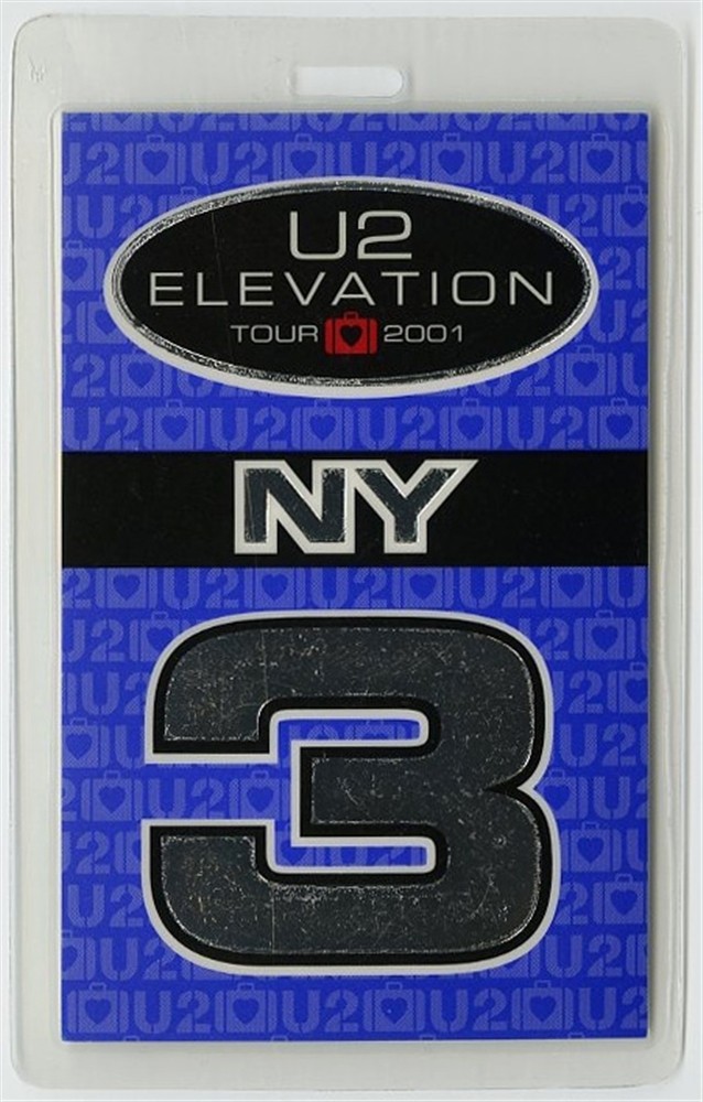 U2 2001 Elevation Concert Tour New York 3 Laminated Backstage Pass