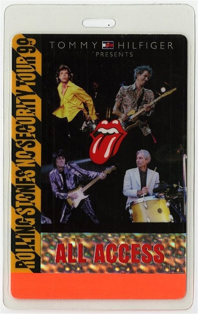 Rolling Stones 1999 No Security Tour AA Laminated Backstage Pass