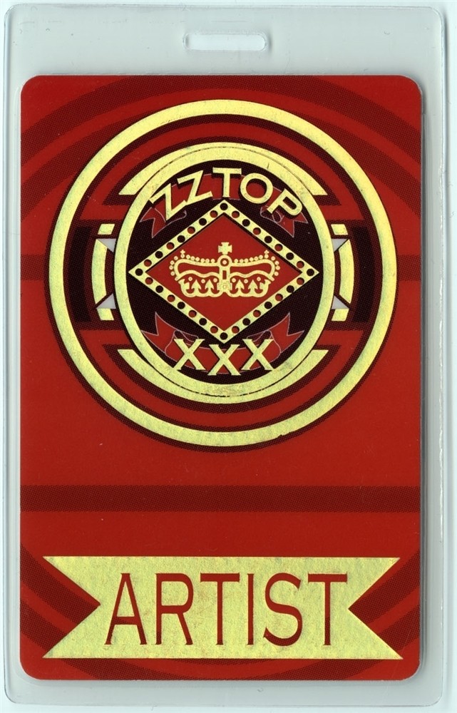 ZZ Top 1999 XXX Concert Tour gold Foil Artist Laminated Backstage Pass
