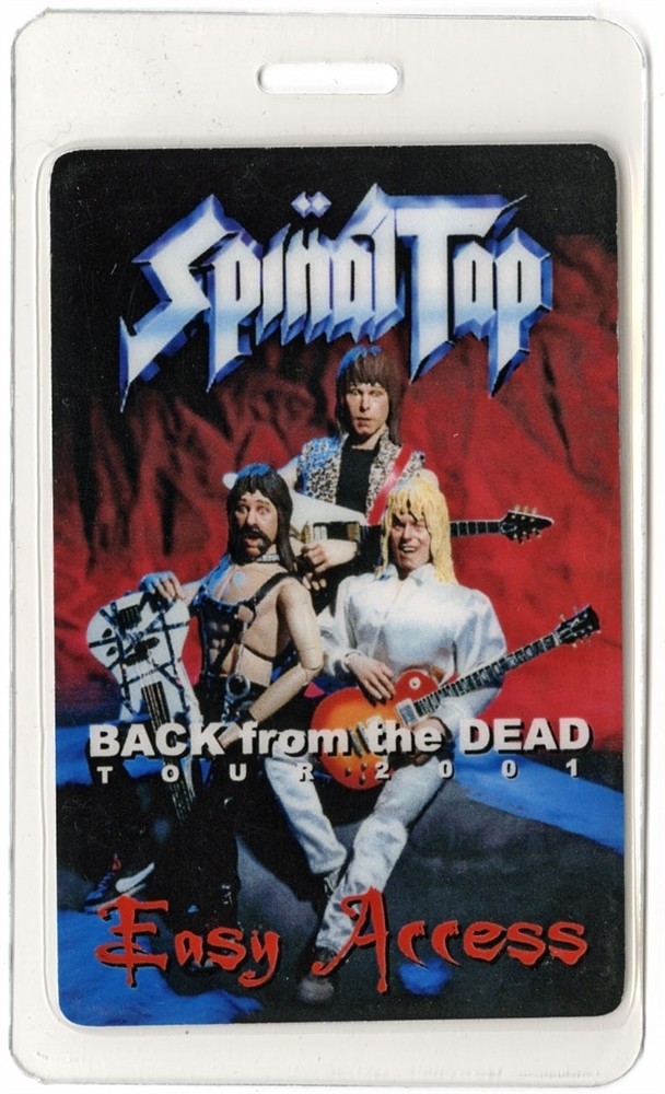 Spinal Tap 2001 Backstage From the Dead Concert Tour Laminated Backstage Pass