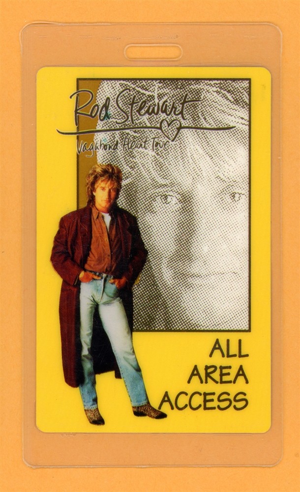 Rod Stewart AAA Backstage Laminated Pass - 1991 Vagabond Tour