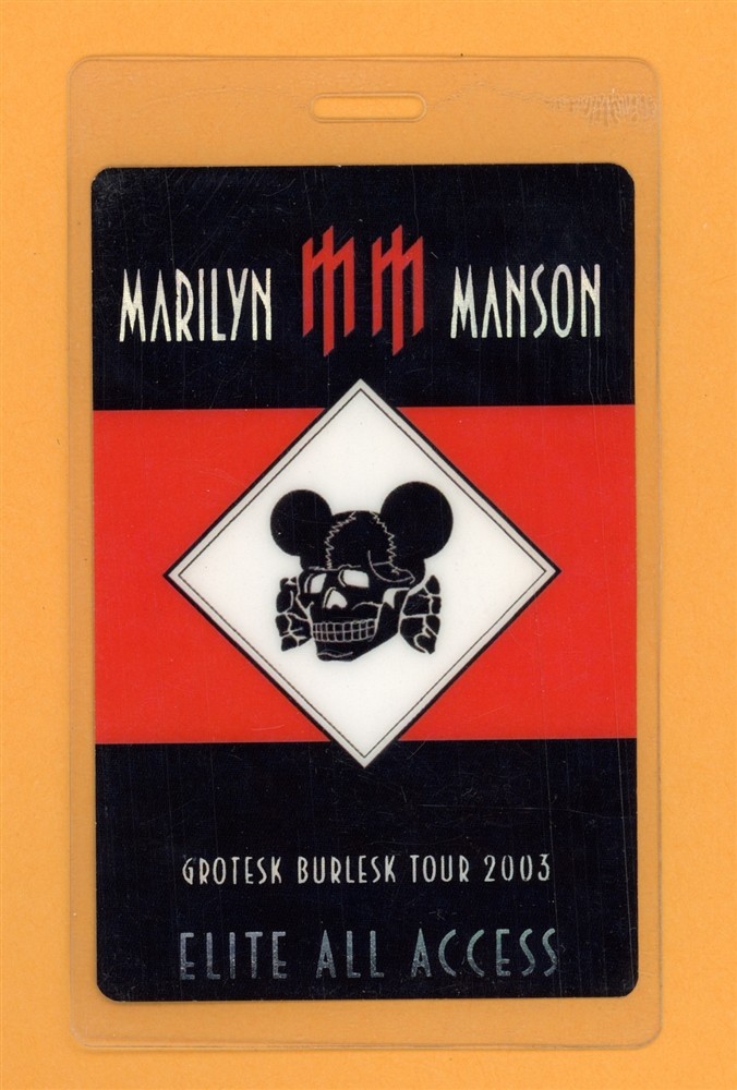 Marilyn Manson All Access Backstage Laminated Pass - 2003 Grotesk Burlesk Tour