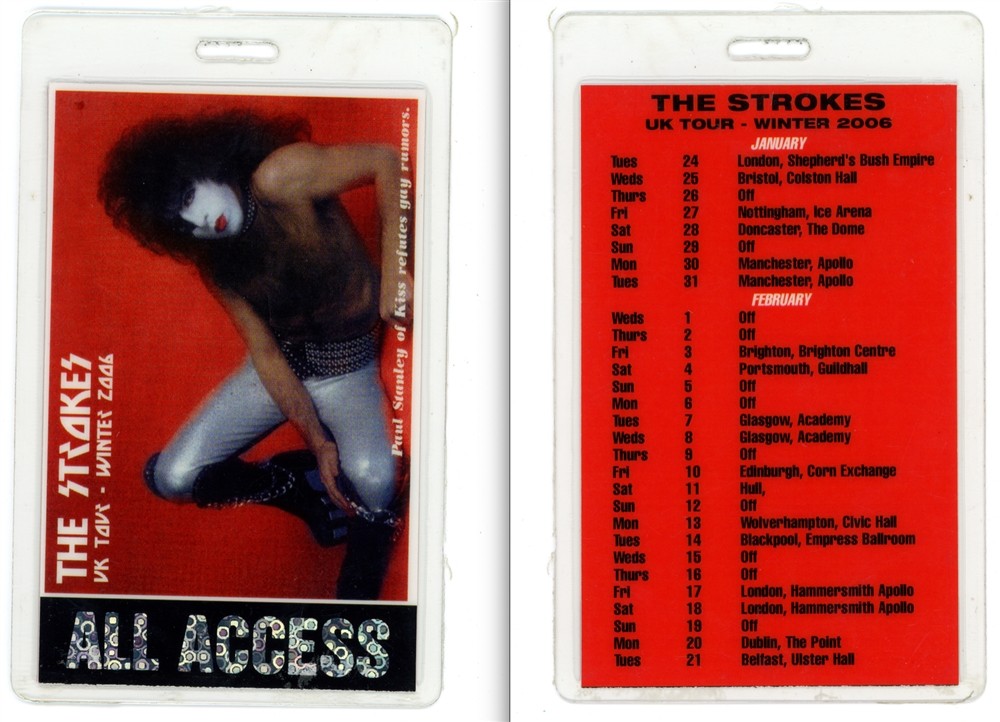 The Strokes 2006 UK Tour ALL ACCESS Laminated Backstage Pass (LAST 1)