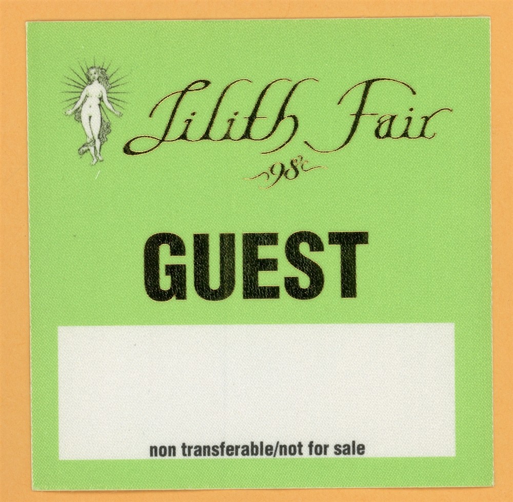 Sarah McLachlan 1998 Lilith Fair Concert Tour GUEST Backstage Pass