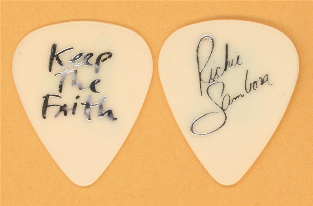 Bon Jovi Richie Sambora Silver/White Guitar Pick - 1993 Keep The Faith Tour