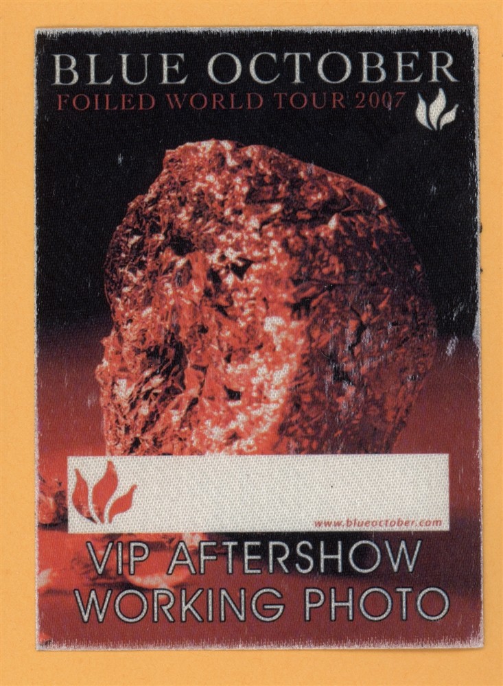 Blue October 2006 Foiled Concert Tour VIP Backstage Pass