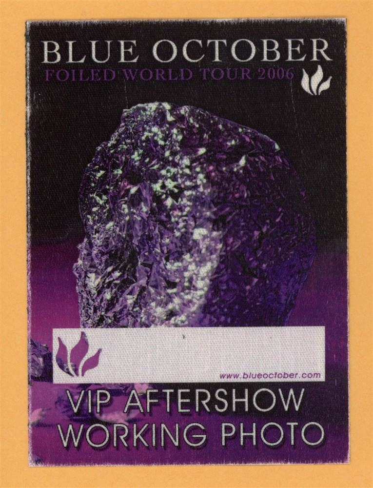Blue October 2006 Foiled Concert Tour VIP Backstage Pass