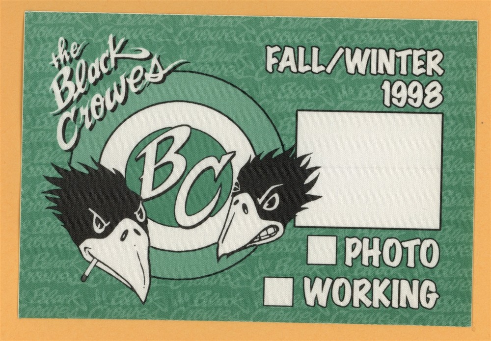 Black Crowes 1998 Fall/Winter Concert Tour Working Backstage Pass