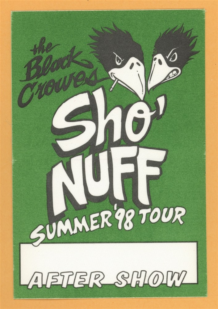 Black Crowes 1998 Summer Concert Tour After Show Backstage Pass