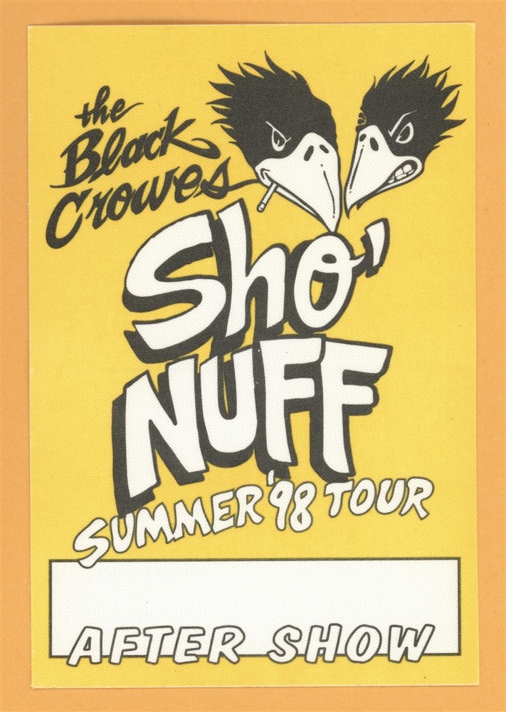 Black Crowes 1998 Summer Concert Tour After Show Backstage Pass