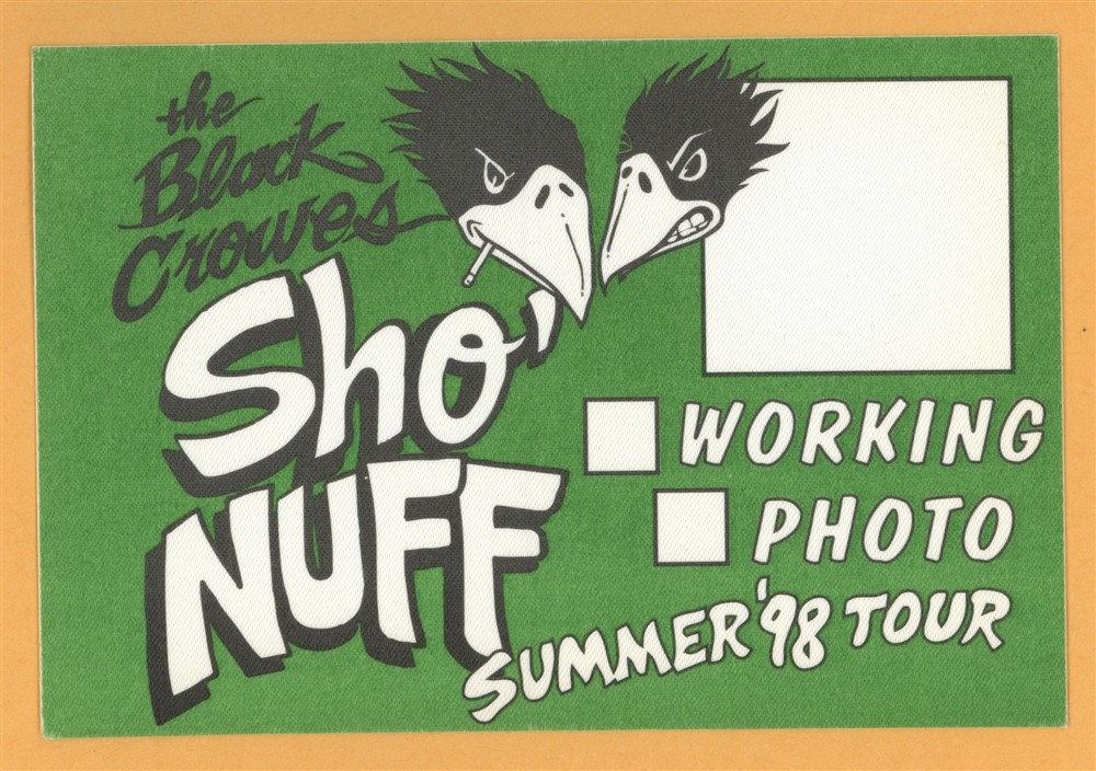 Black Crowes 1998 Summer Concert Tour Working Backstage Pass