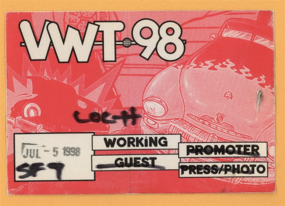Blink 182 1998 Vans Warped Tour Concert Backstage Pass