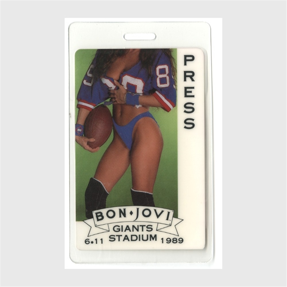 Bon Jovi 1989 New Jersey Tour Giants Stadium Press Laminated Backstage Pass