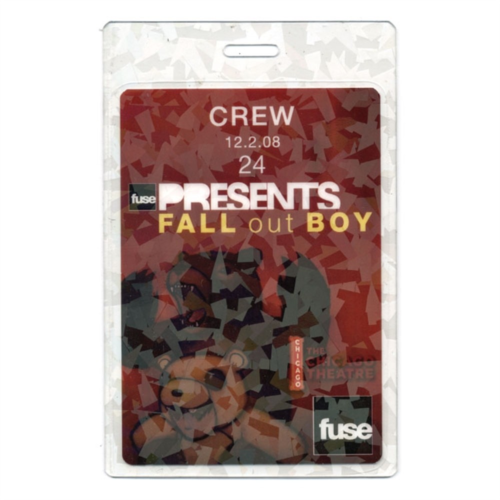 Fall Out Boy 2008 Folie à Deux Tour Working Crew Laminated Backstage Pass