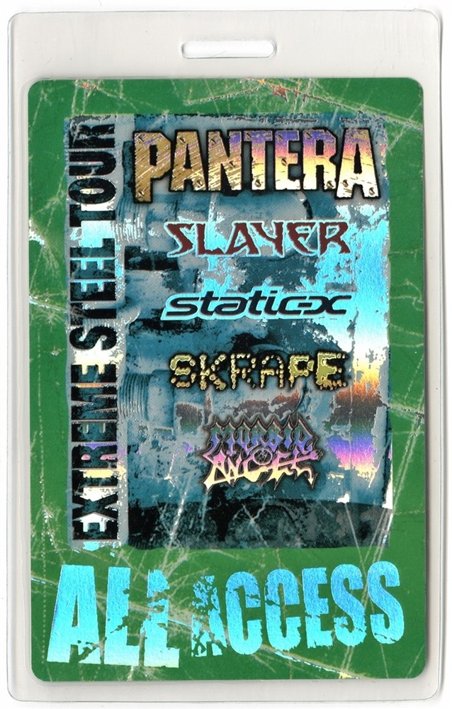 Pantera 2001 Extreme Steel Concert Tour w/ Slayer Foil Laminated Backstage Pass