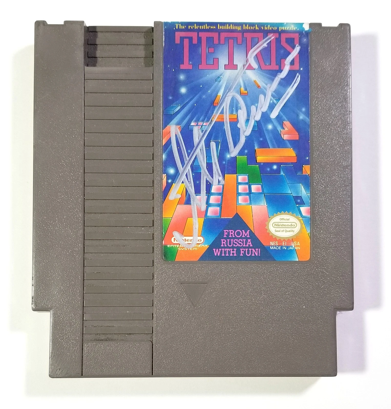 Alexey Pajitnov hand SIGNED Tetris Nintendo Game Cartridge #1 JSA COA Autograph