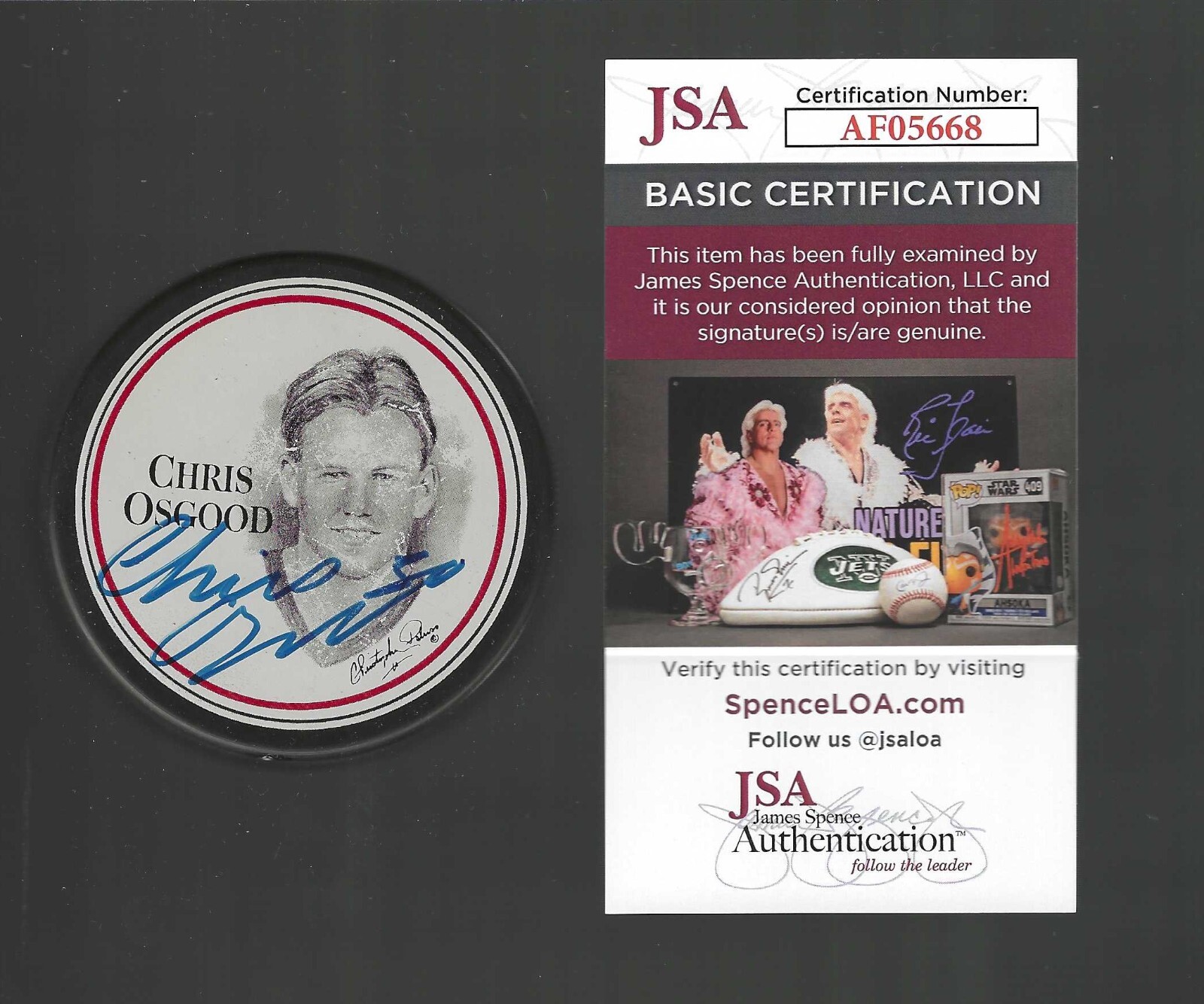 Chris Osgood Signed Detroit Red Wings Burger King Photo Puck JSA COA