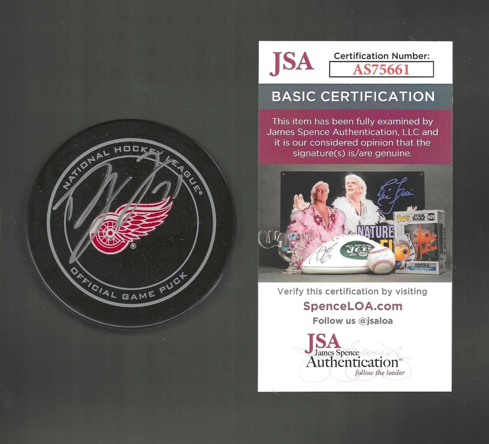 Dylan Larkin Signed Detroit Red Wings Official Game Puck JSA COA