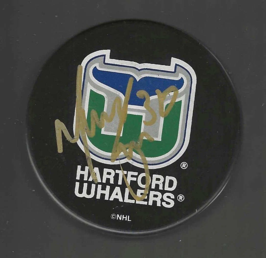 Manny Legace Signed Hartford Whalers Souvenir Puck