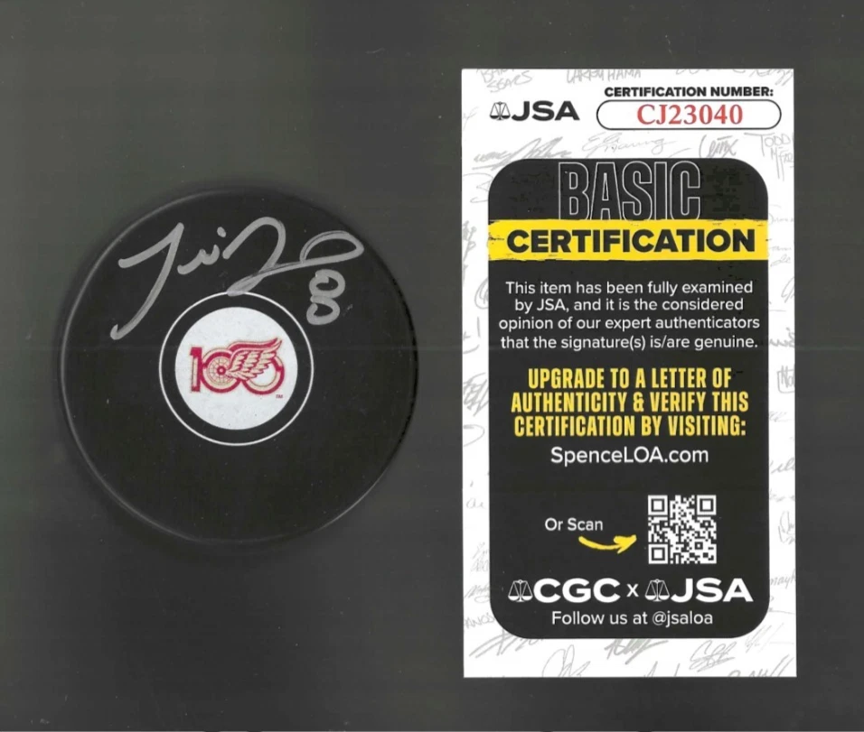 Justin Abdelkader Signed Detroit Red Wings Centennial 100th Puck JSA COA
