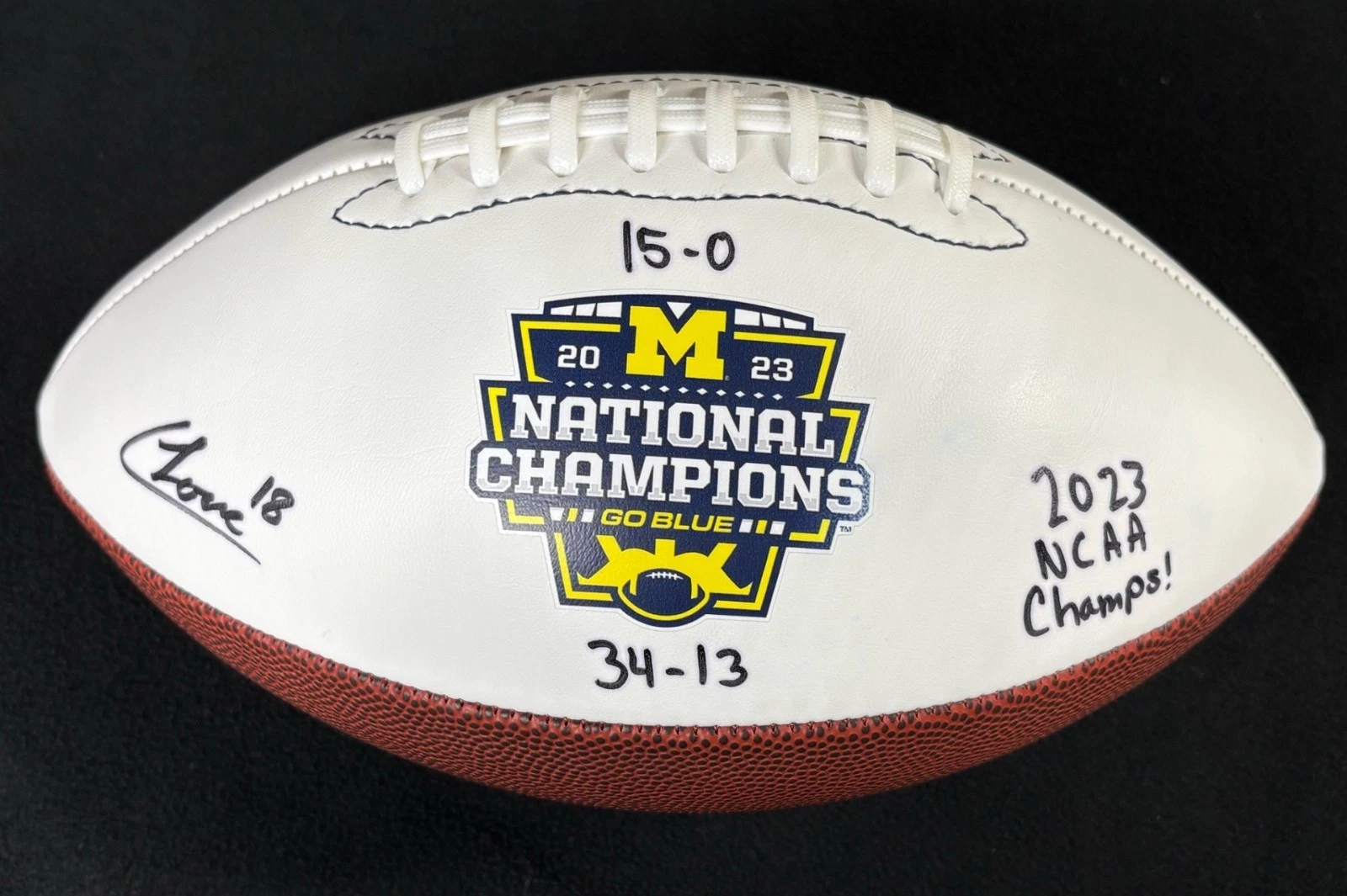Colston Loveland Signed & Inscribed Michigan Wolverines National Champs Football