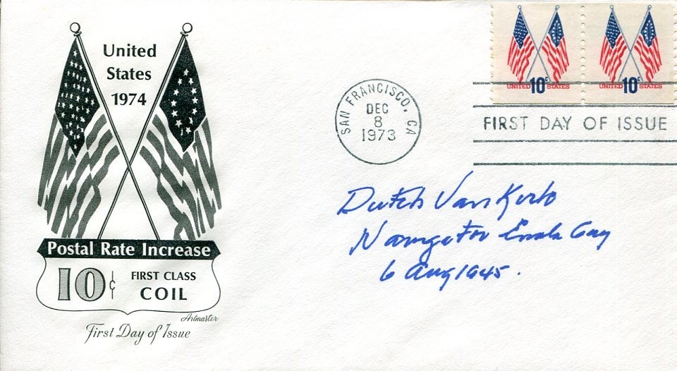 Theodore Dutch Van Kirk WWII Enola Gay Navigato Atomic Bomb Signed Autograph FDC