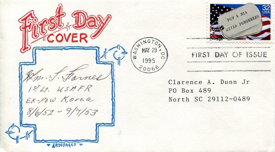 William Fornes 69th Fighter-Bombe F-84 Pilot POW Korean War Signed Autograph FDC