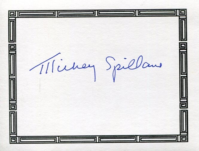 Mickey Spillane Mystery Author King Of Pulp Fiction Signed Autograph Bookplate