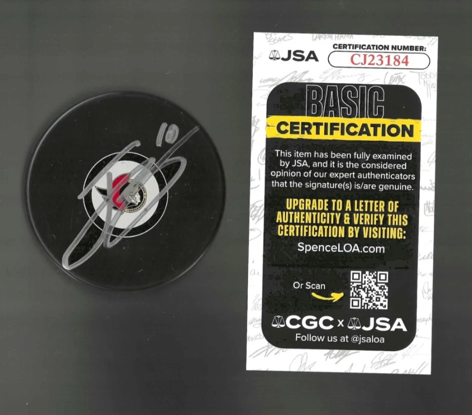 Jordan Spence Signed Ottawa Senators Puck JSA COA