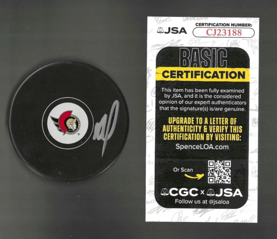 Nikolas Matinpalo Signed Ottawa Senators Puck JSA COA