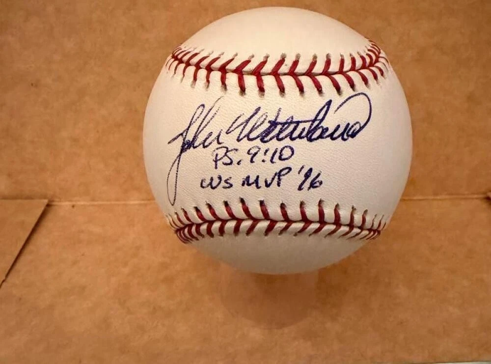 JOHN WETTELAND WS MVP 96 SIGNED AUTO M.L. BASEBALL BECKETT AUTH