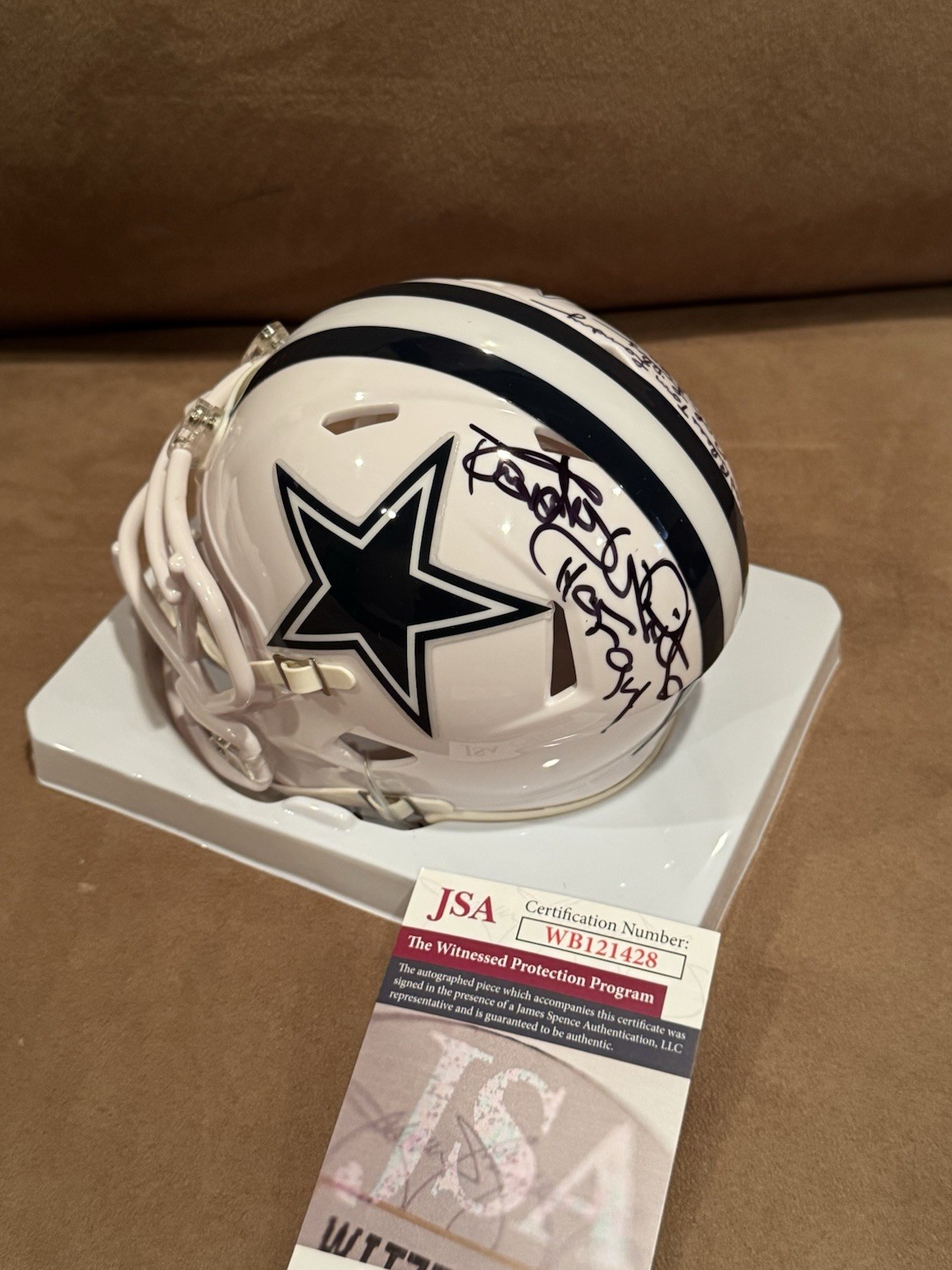 Randy White + Bob Lilly Signed Autographed Mini Helmet JSA Dallas Cowboys