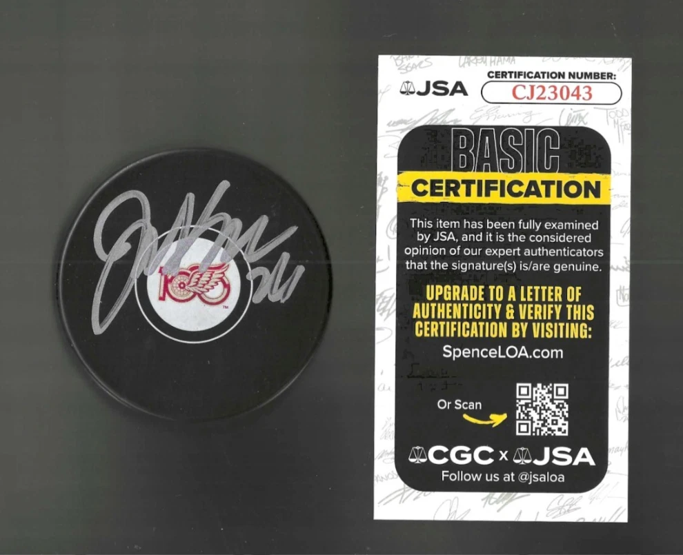 Joe Kocur Signed Detroit Red Wings Centennial 100th Puck JSA COA