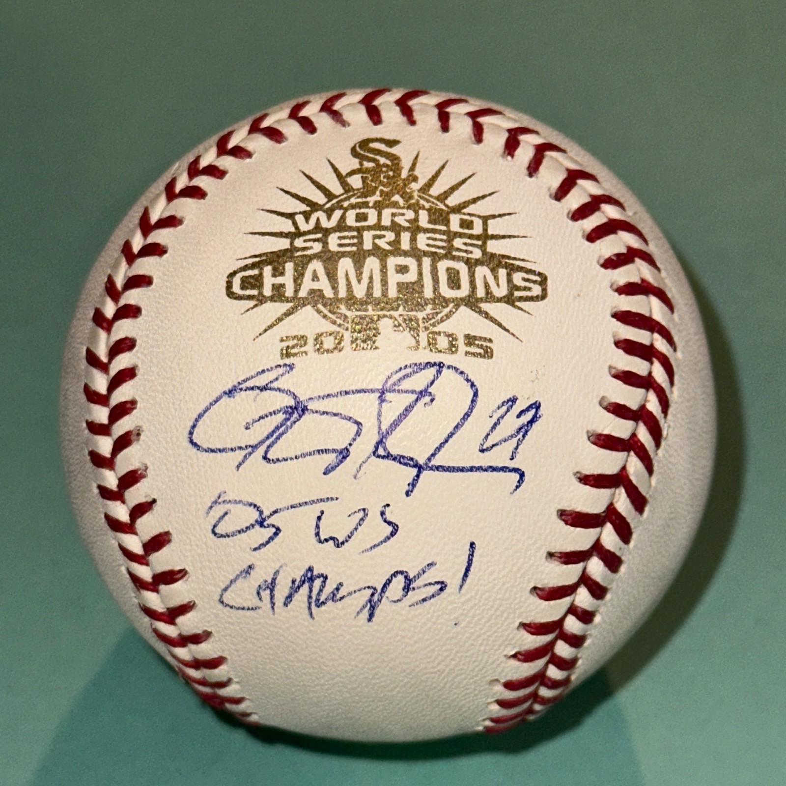 GEOFF BLUM Signed Official 2005 WORLD SERIES Baseball Beckett BAS with INSC