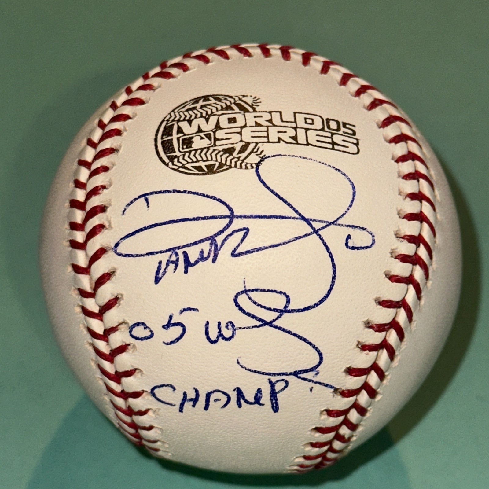 DAMASO MARTE Signed Official 2005 WORLD SERIES Baseball Beckett (BAS) w/ INSC