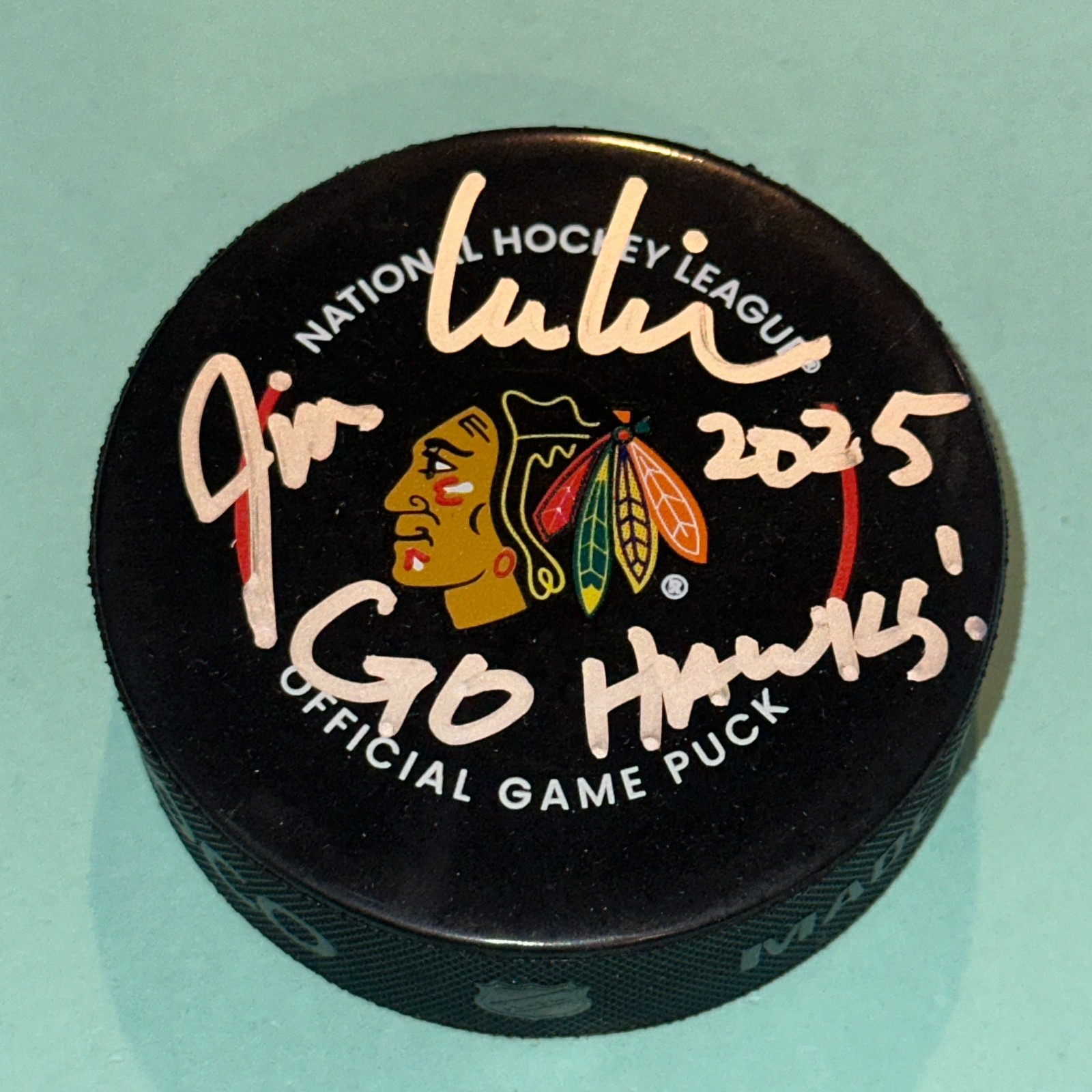 JIM CORNELISON Signed Chicago BLACKHAWKS Official GAME Puck Beckett (BAS) w/ Ins