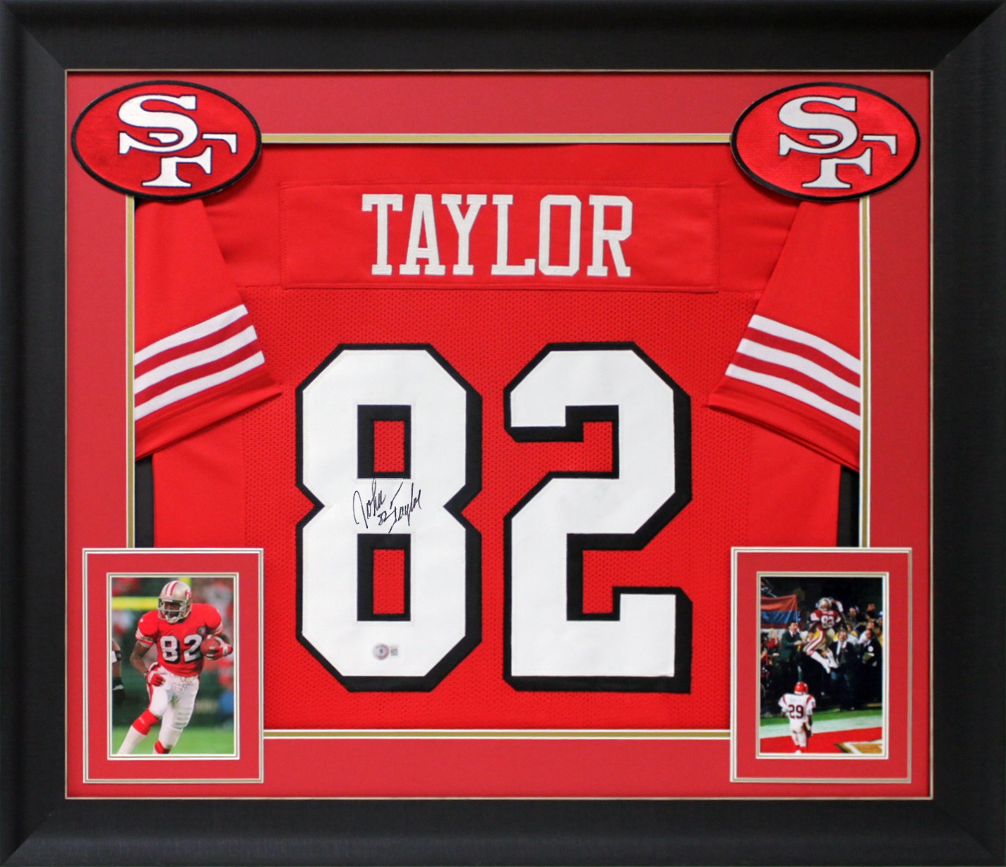 John Taylor Signed Red Pro Style Framed Jersey w/ Dropshadow BAS Witnessed