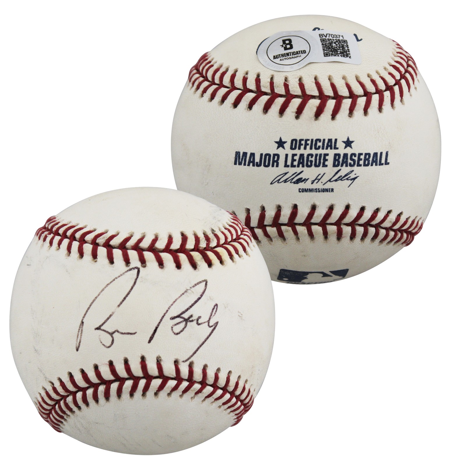 Rangers Bruce Bochy Authentic Signed Allen Selig OML Baseball BAS #BV70371