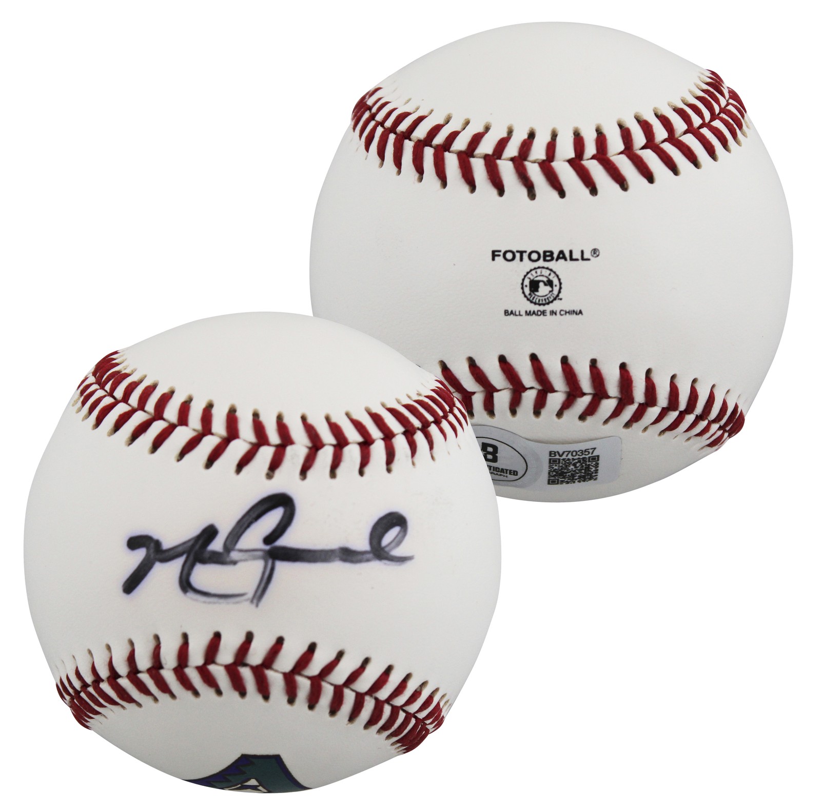 D-Backs Mark Grace Authentic Signed Logo Fotoball Baseball BAS #BV70357